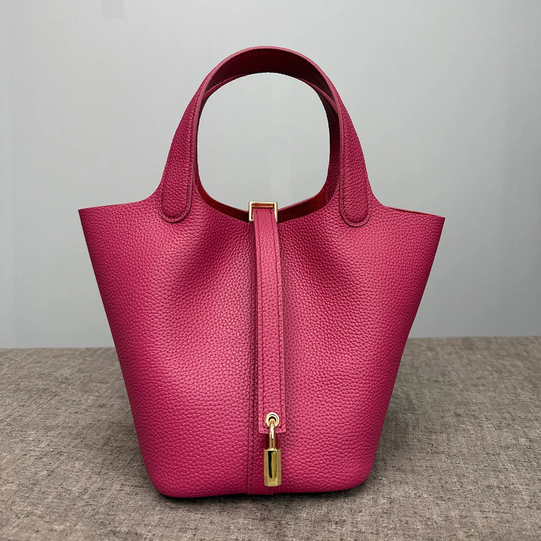 Women's Bag Bucket Bags Female Tote Bag High Quality Hand Bag Ladies Designer Luxury Genuine Togo Leather Shoulder Bag Organizer