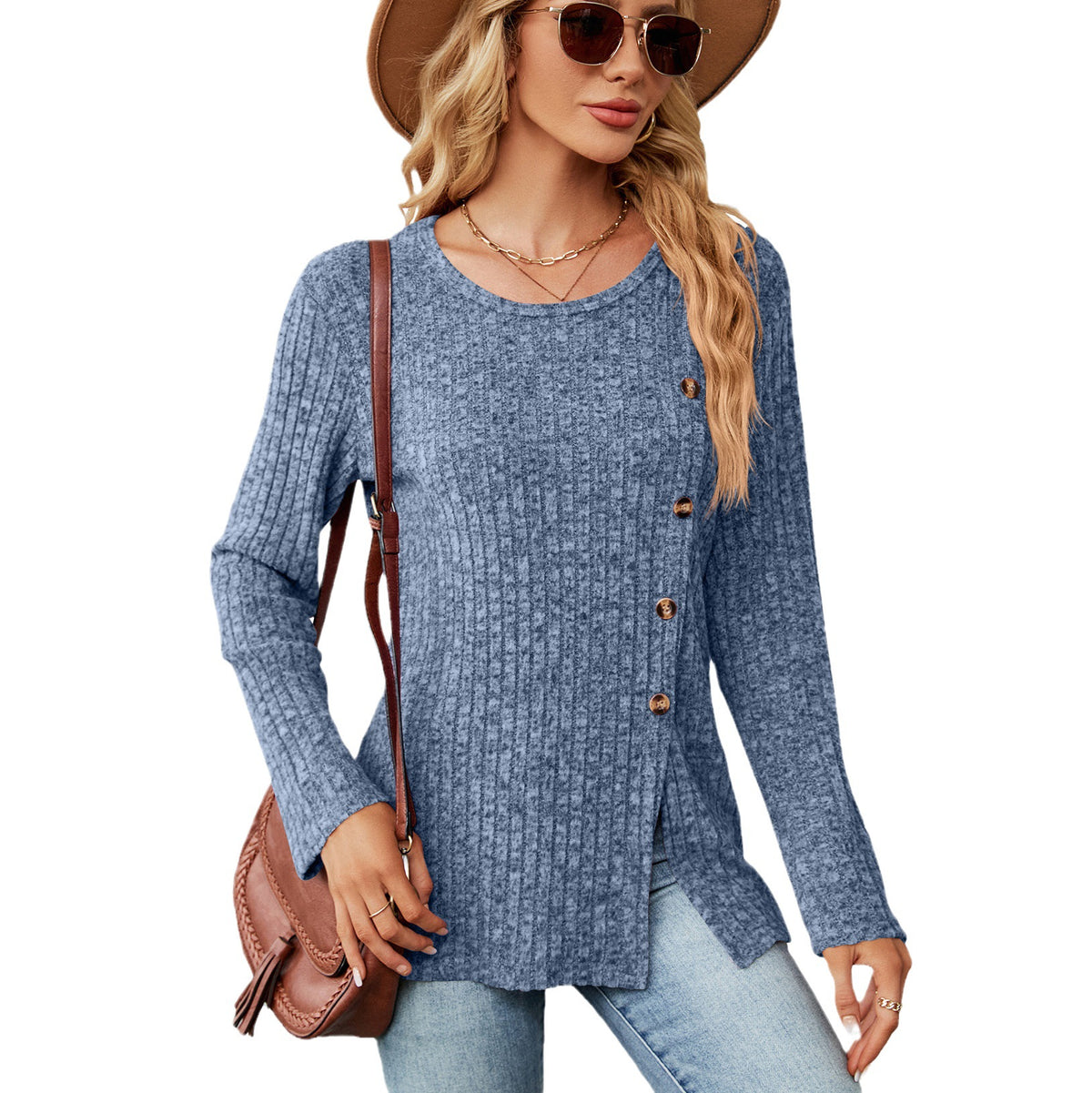 2023 Women's Casual Long Sleeve Buttoned T-Shirt