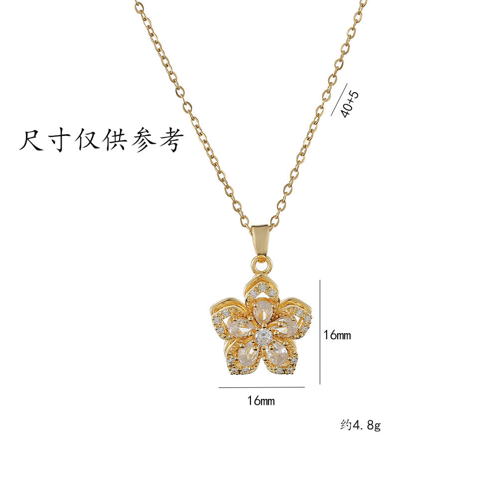 Trendy Women's Zircon Flower Pendant Necklace Design