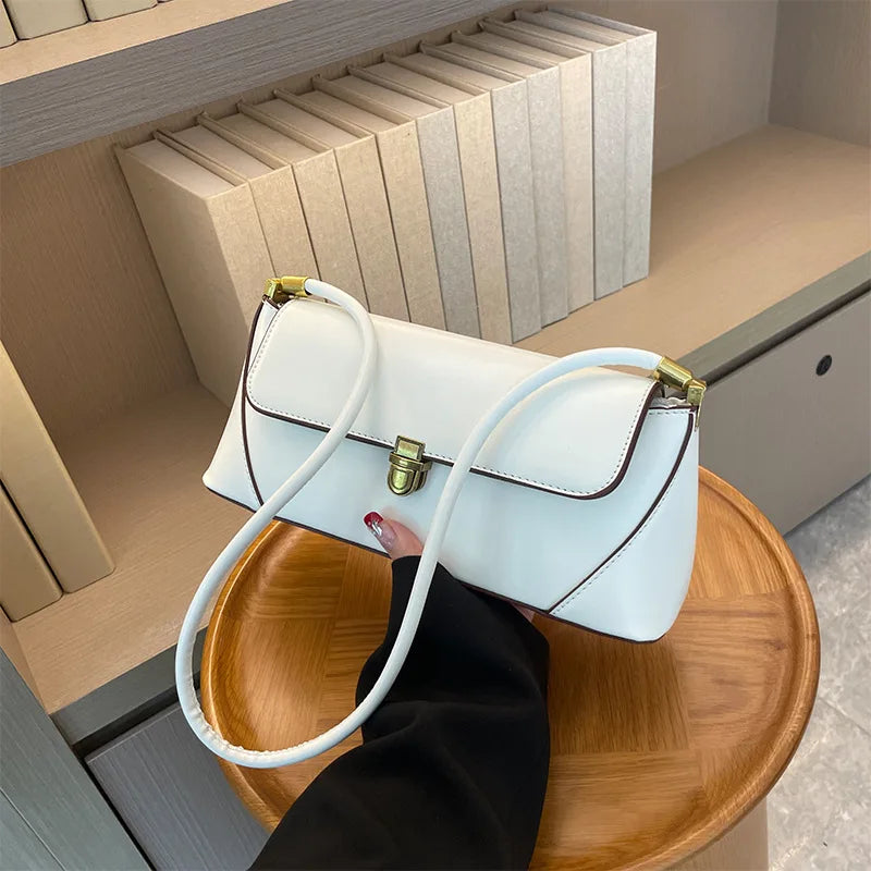 Fashion PU Leather Underarm Shoulder Bags For Women Trend Designer French Style Female Tote Ladies Flap Handbags