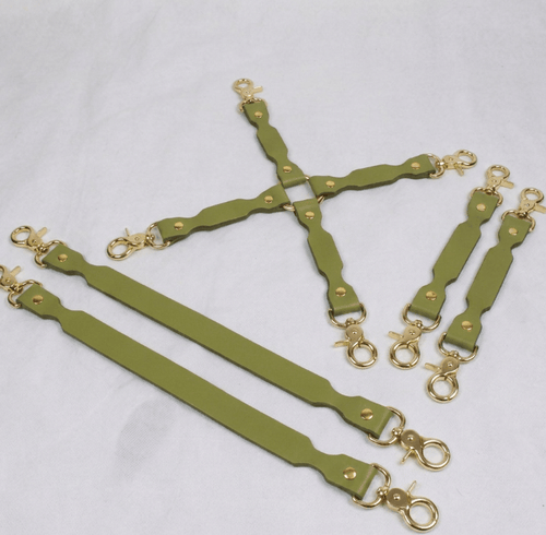 BDSM Connector Set Marble Purple Leather Bondage Connectors