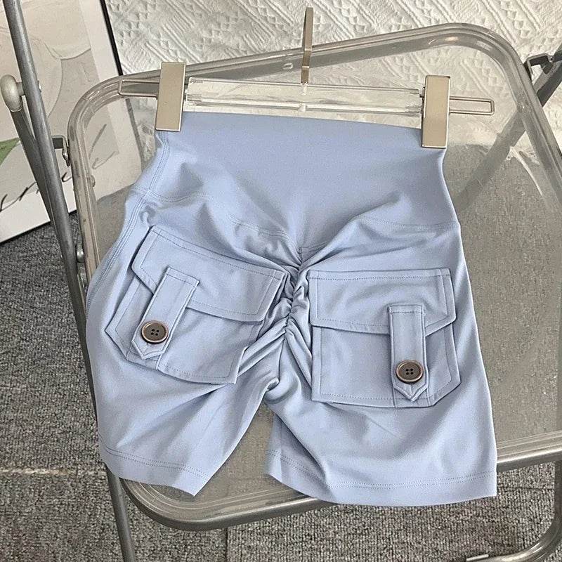 Women Yoga Shorts High Waist Workout Shorts Fitness Yoga Lift Butt Fitness Ladies Yoga Gym Running Short Pants Sportswear