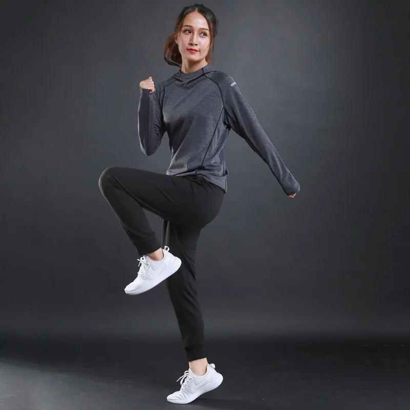 New Hoodie Running Jackets for Women 3 Color Fitness Sportswear Night Reflective Outdoor Jogging Lady Gym Sports Coat
