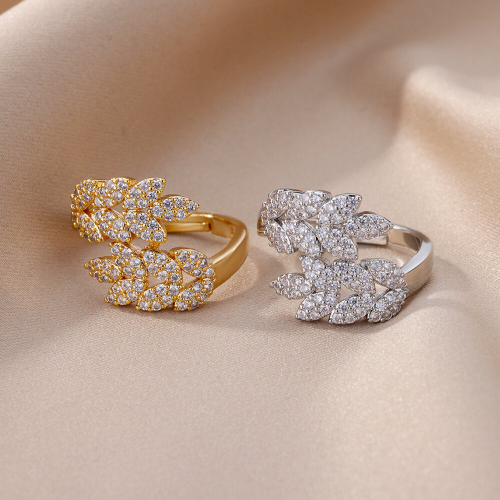 Minimalist Open Finger Ring with Zirconia Branch Design