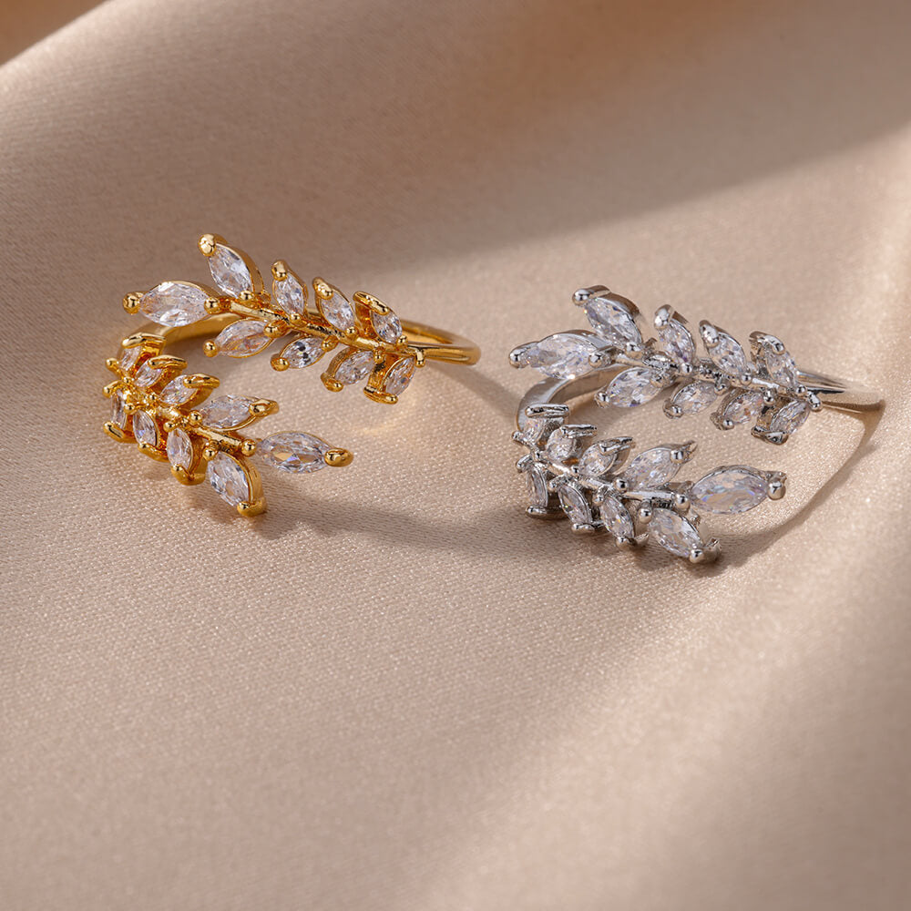 Minimalist Open Finger Ring with Zirconia Branch Design