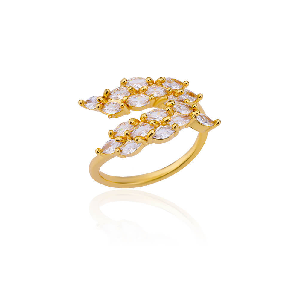 Minimalist Open Finger Ring with Zirconia Branch Design