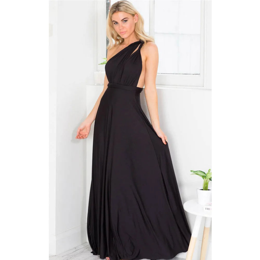 Fashion Multi-worn V-neck Vestidos De Fiesta Women Long Dress Sexy Strapped Lady Summer Maxi Dress