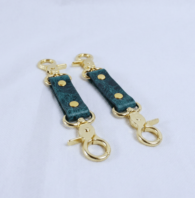 BDSM Connectors Marble Red Leather Strap with Gold Hardware
