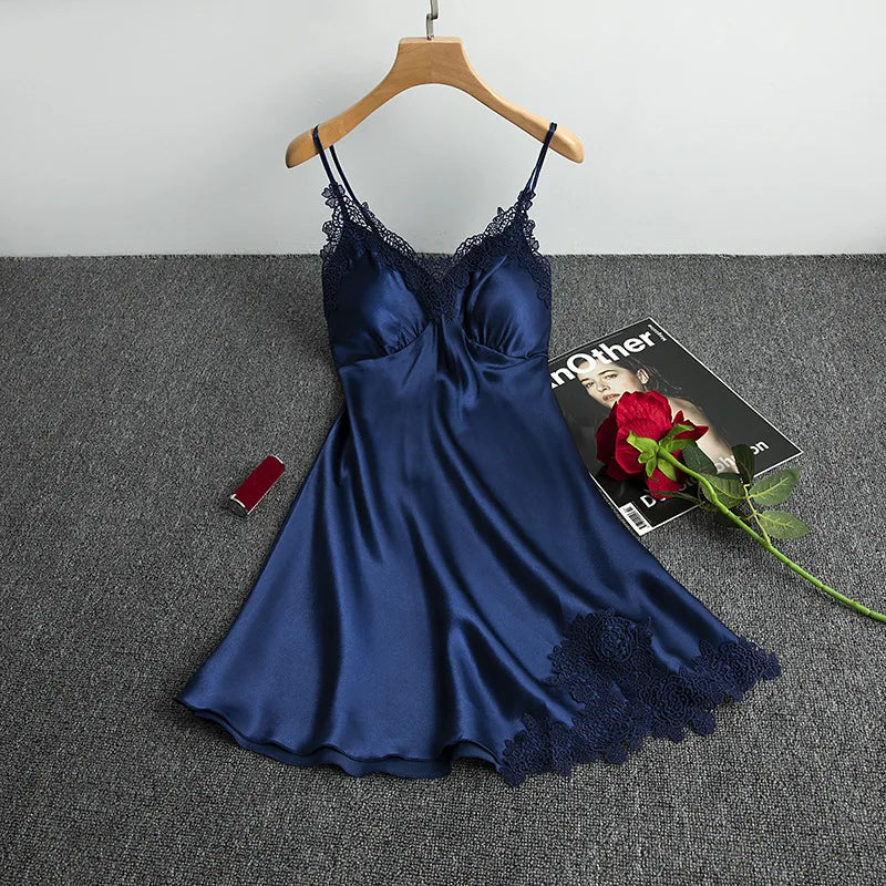 Sexy Pajamas Women's Silk Suspender Nightdress Ladies Spring And Summer Ice Silk Thin Halter Home Service Satin Night Dresses