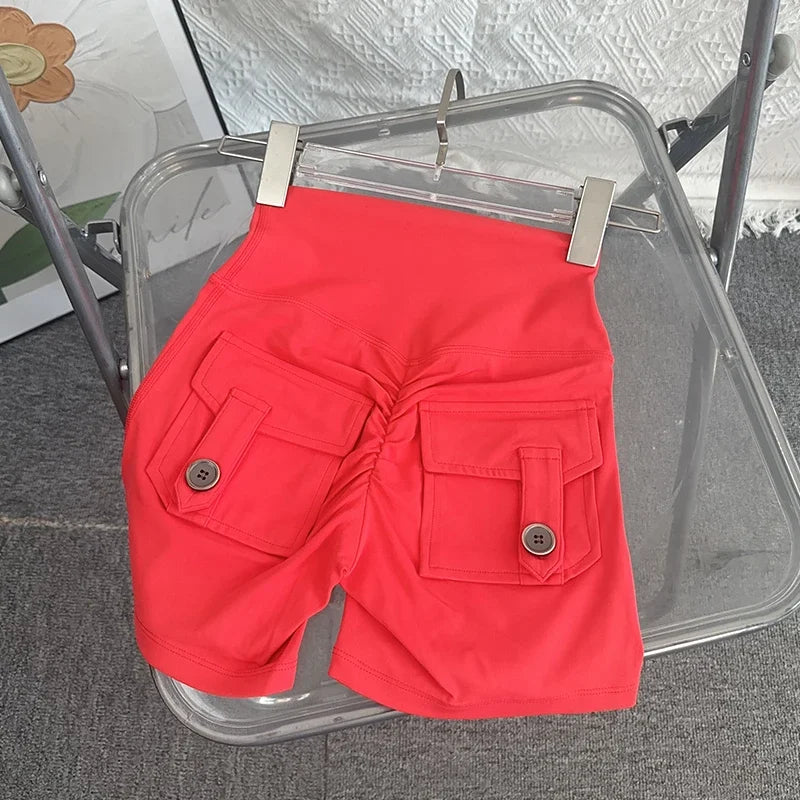Women Yoga Shorts High Waist Workout Shorts Fitness Yoga Lift Butt Fitness Ladies Yoga Gym Running Short Pants Sportswear