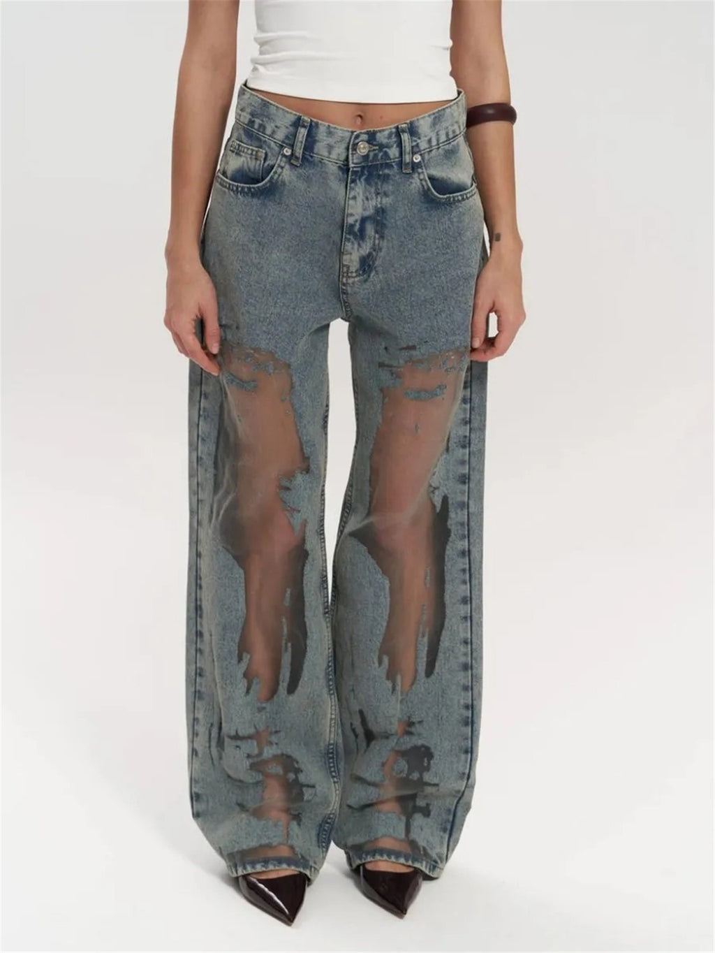 Gradient Straight-Leg Jeans (Single Piece)