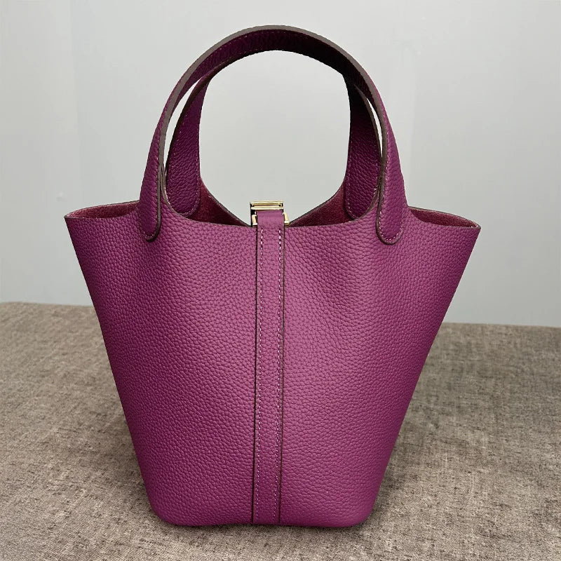 Women's Bag Bucket Bags Female Tote Bag High Quality Hand Bag Ladies Designer Luxury Genuine Togo Leather Shoulder Bag Organizer