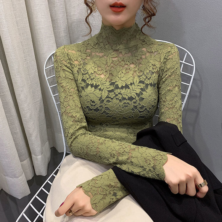 Lace High-Neck Top for Women - Versatile All Seasons