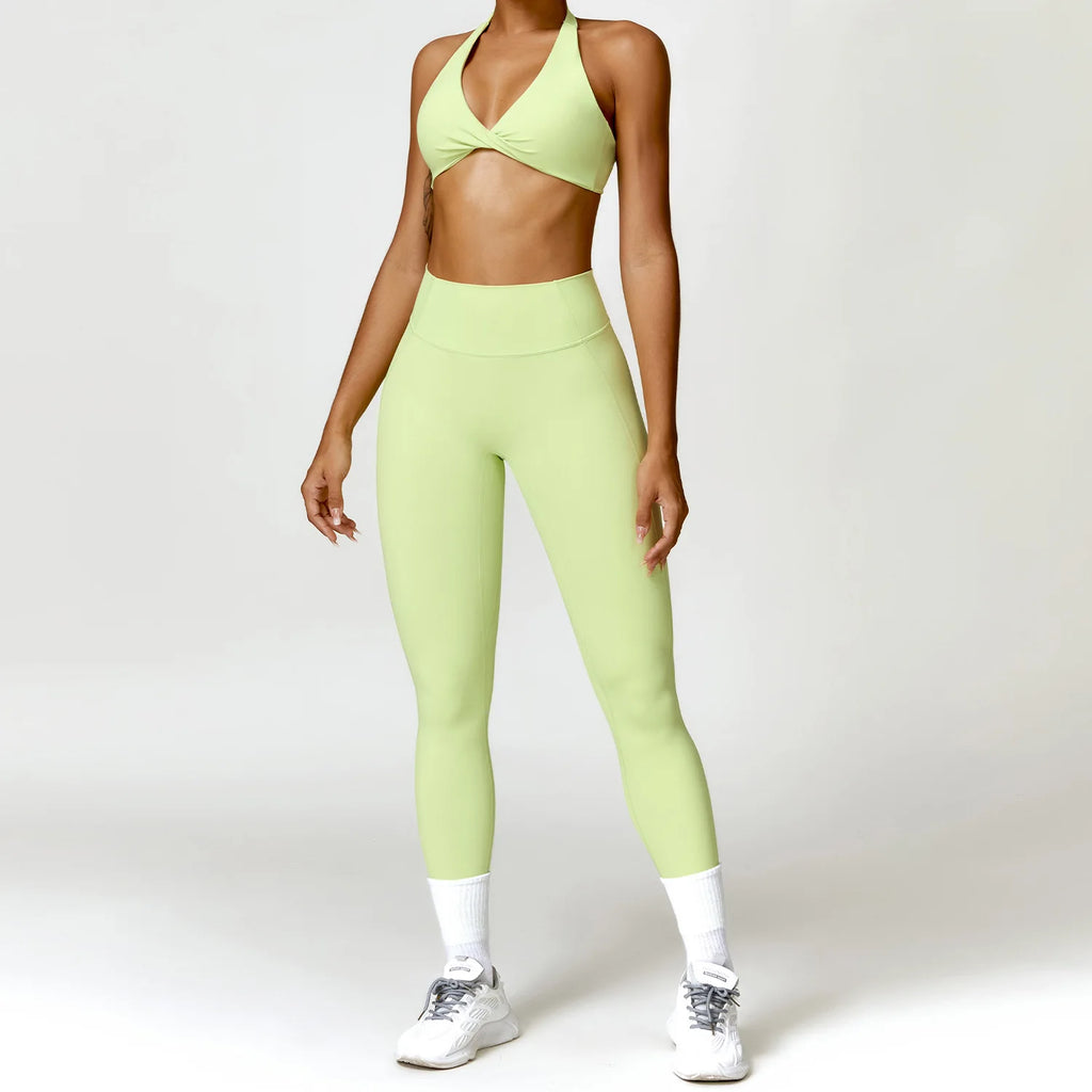 2PCS Yoga Set Nude Feeling Workout Sets Women Tracksuit Gym Push Up Fitness Running Workout Sportwear Sport Bra Leggings Suit