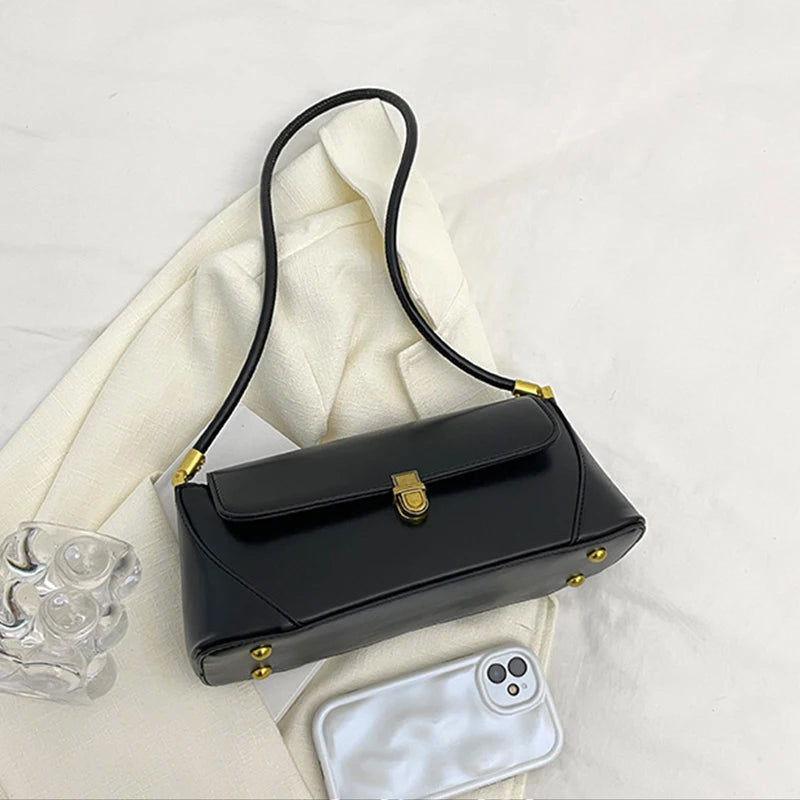 Fashion PU Leather Underarm Shoulder Bags For Women Trend Designer French Style Female Tote Ladies Flap Handbags