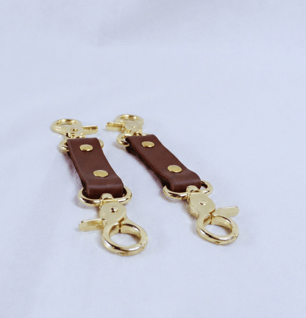 BDSM Connectors Burgundy Leather Strap with Gold Hardware