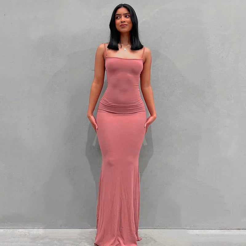 WUZIJING 2024 Satin Slip Sleeveless Backless Maxi Dress 2024 Y2K Summer Bodycon Elegant Sexy Outfits Ladies Birthday Party Club