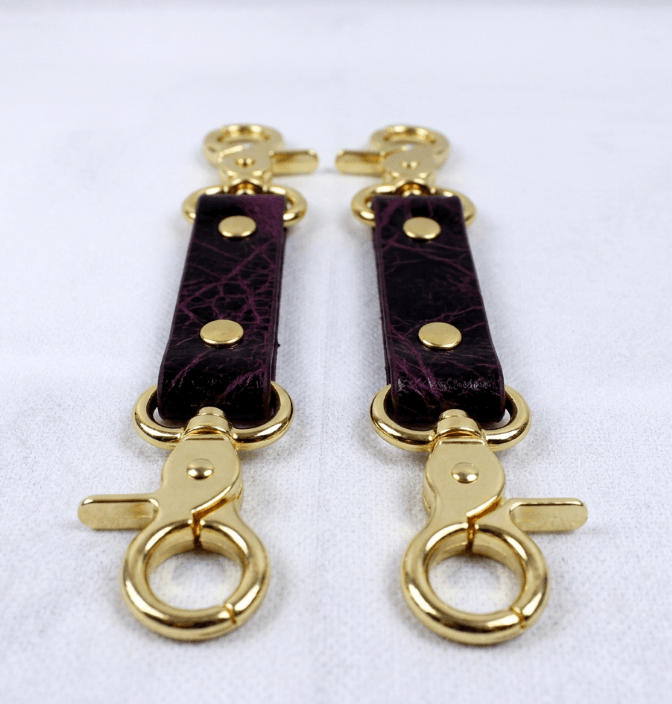 BDSM Connectors Marble Red Leather Strap with Gold Hardware