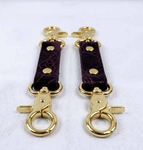 BDSM Connectors Marble Red Leather Strap with Gold Hardware