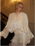 Spring Fashion Women's Short Pleated Dress with Tie