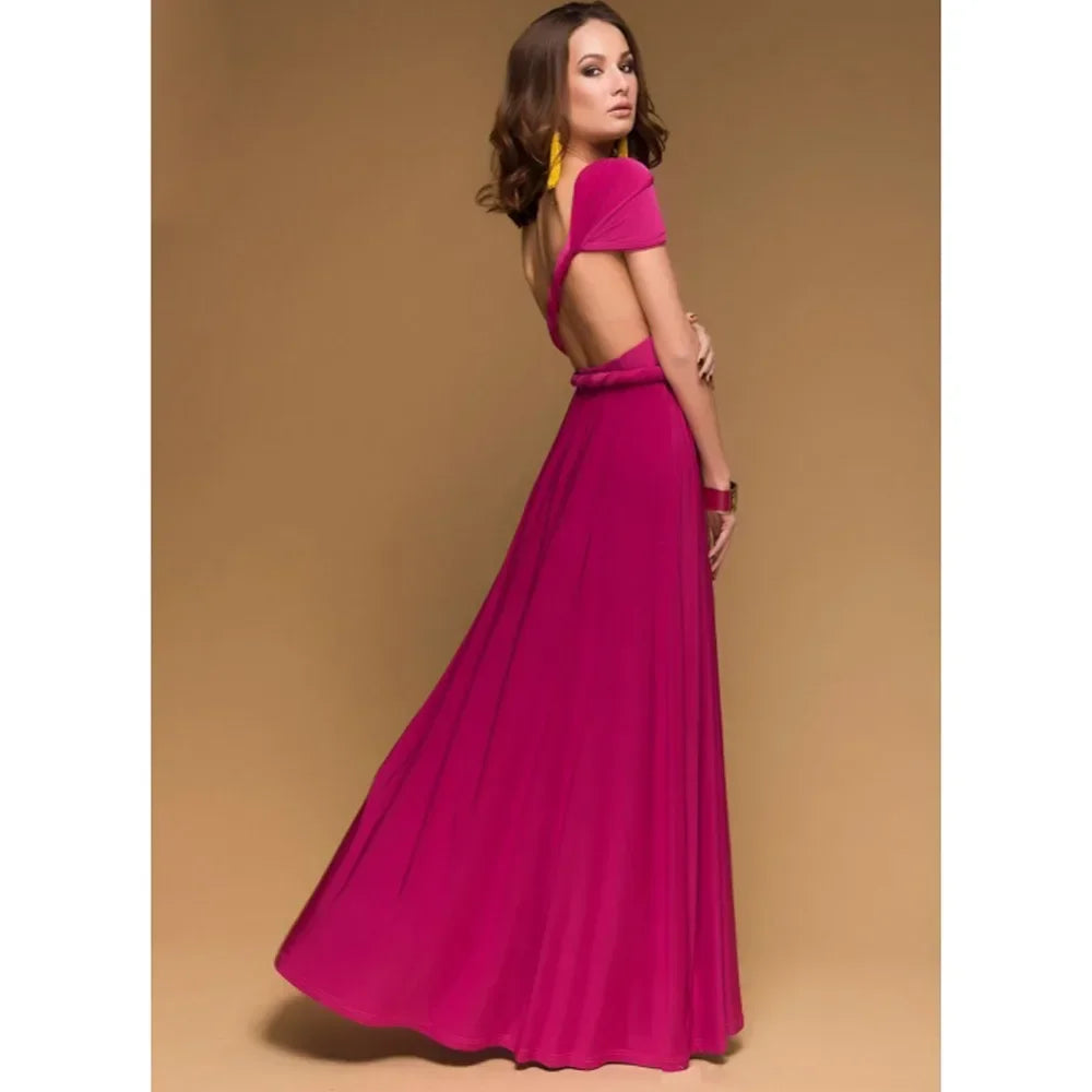 Fashion Multi-worn V-neck Vestidos De Fiesta Women Long Dress Sexy Strapped Lady Summer Maxi Dress