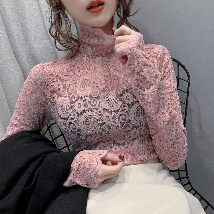 Lace High-Neck Top for Women - Versatile All Seasons