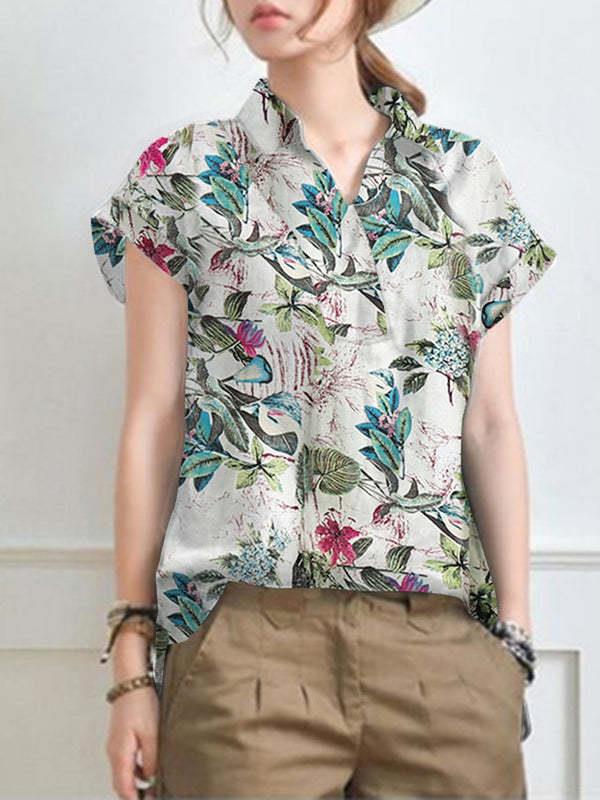 2023 Vintage Short Sleeve Printed Shirt for Women