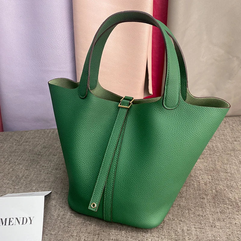Women's Bag Bucket Bags Female Tote Bag High Quality Hand Bag Ladies Designer Luxury Genuine Togo Leather Shoulder Bag Organizer