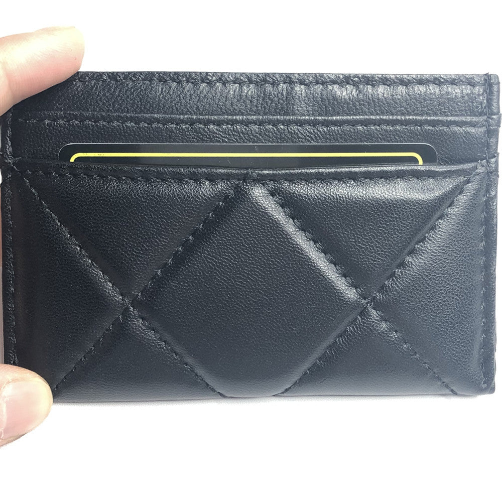 Korean Style Women's Quilted Leather Card Holder
