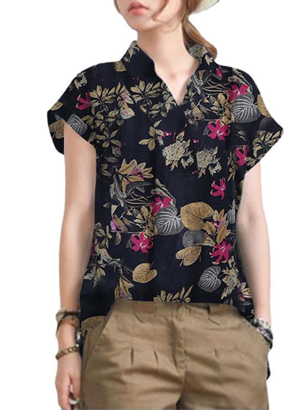 2023 Vintage Short Sleeve Printed Shirt for Women