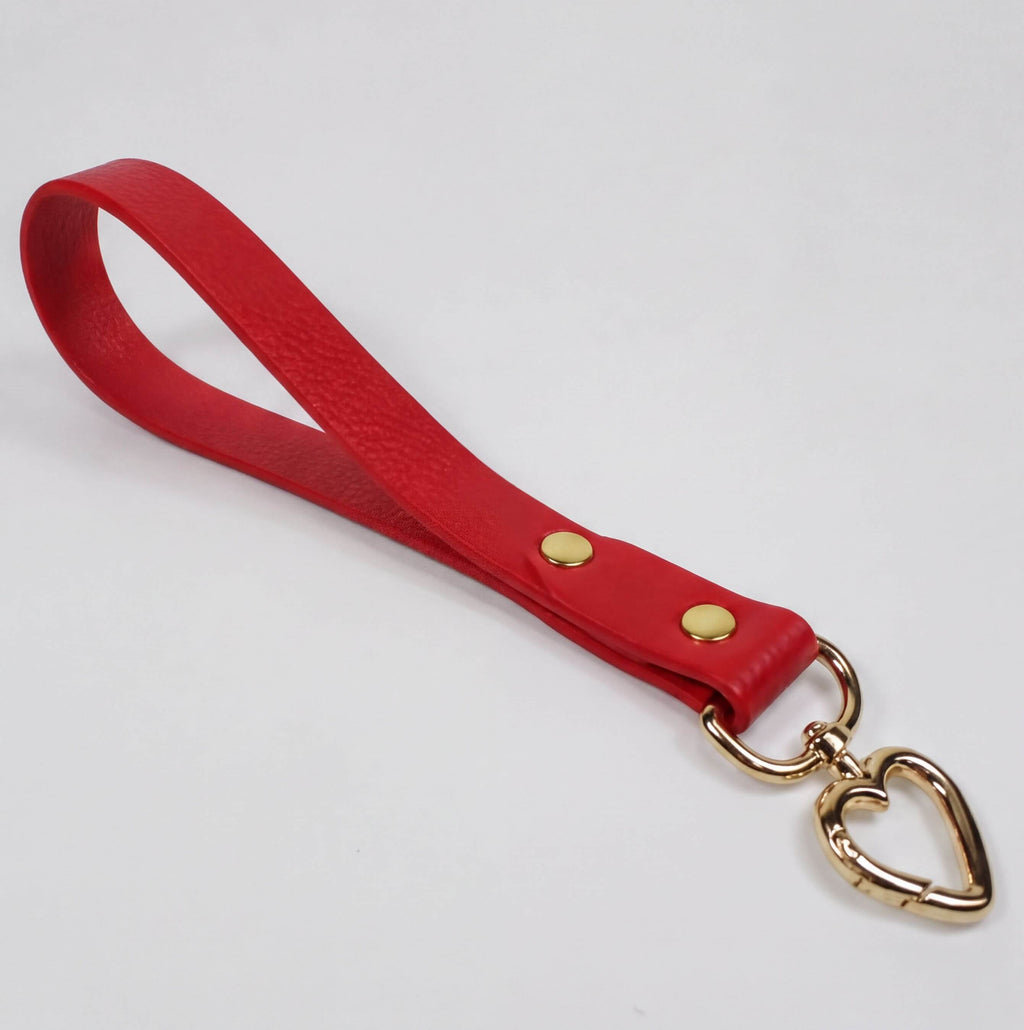 Green Mini BDSM Leather Leash – Heart Snap Hook Bondage Lead