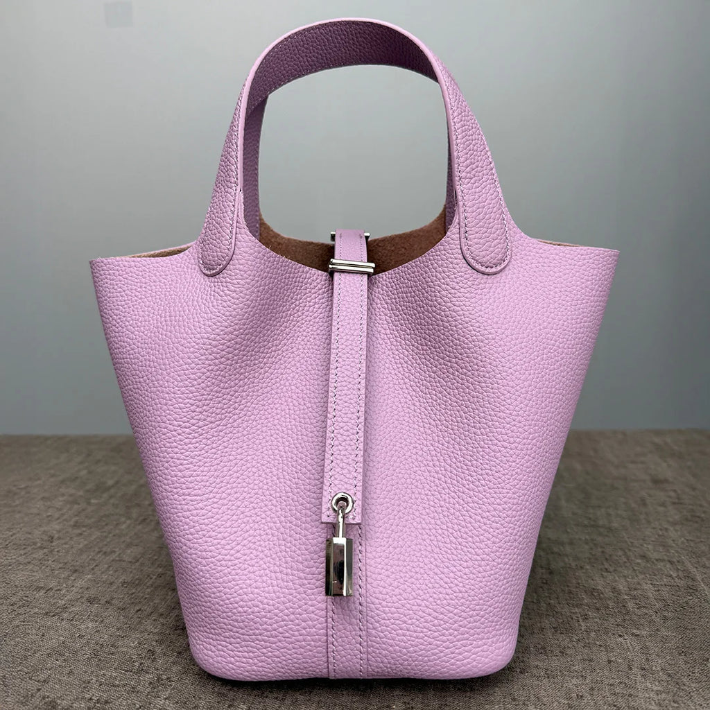Women's Bag Bucket Bags Female Tote Bag High Quality Hand Bag Ladies Designer Luxury Genuine Togo Leather Shoulder Bag Organizer