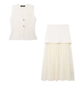 Button Knit Vest and Midi Skirt Set
