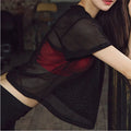 Women's Mesh Yoga Shirt Sexy Short Sleeve T-Shirt Sport Top Blouse Cover Up Quick Dry Gym Clothes Running Fitness Tank Sportwear