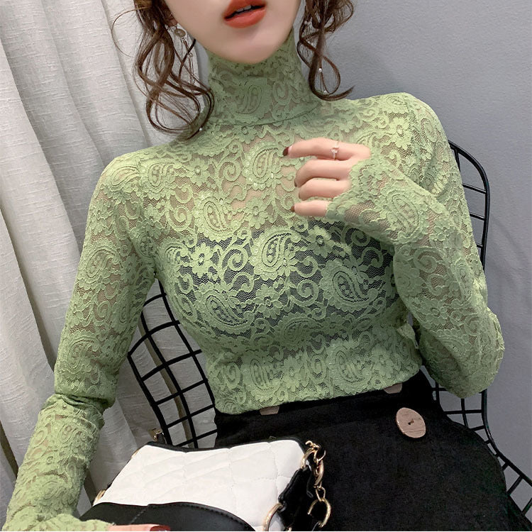Lace High-Neck Top for Women - Versatile All Seasons