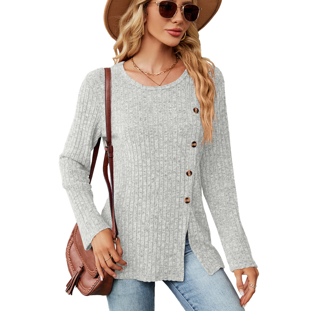 2023 Women's Casual Long Sleeve Buttoned T-Shirt
