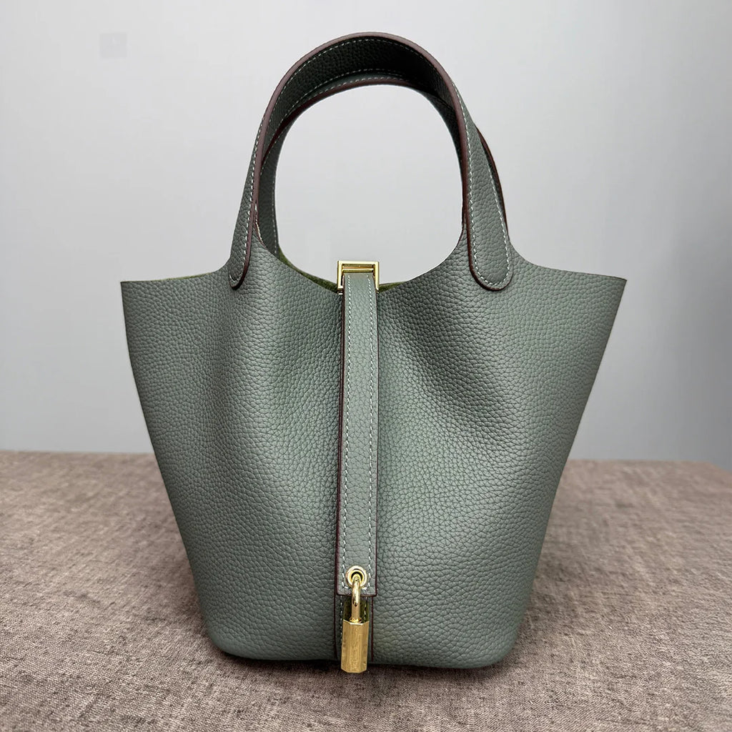 Women's Bag Bucket Bags Female Tote Bag High Quality Hand Bag Ladies Designer Luxury Genuine Togo Leather Shoulder Bag Organizer