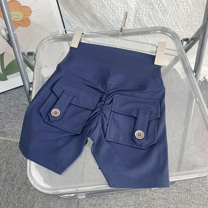 Women Yoga Shorts High Waist Workout Shorts Fitness Yoga Lift Butt Fitness Ladies Yoga Gym Running Short Pants Sportswear