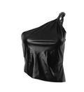 New Leather Asymmetrical Sleeveless Top with Waist Detail