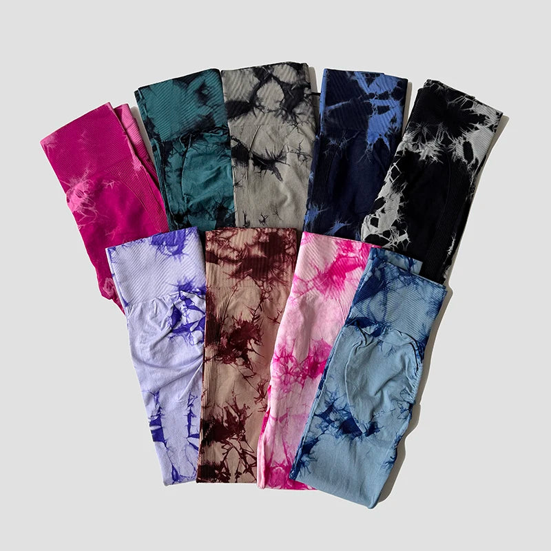 Tie Dye Seamless Leggings For Women High Waist Yoga Pants  Scrunch Butt Lifting Tights Fitness Workout Leggins Gym Clothing