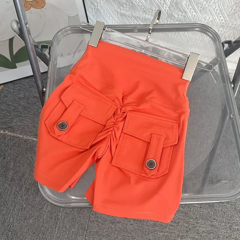 Women Yoga Shorts High Waist Workout Shorts Fitness Yoga Lift Butt Fitness Ladies Yoga Gym Running Short Pants Sportswear