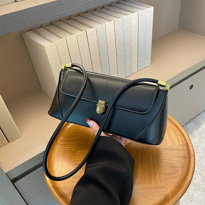 Fashion PU Leather Underarm Shoulder Bags For Women Trend Designer French Style Female Tote Ladies Flap Handbags
