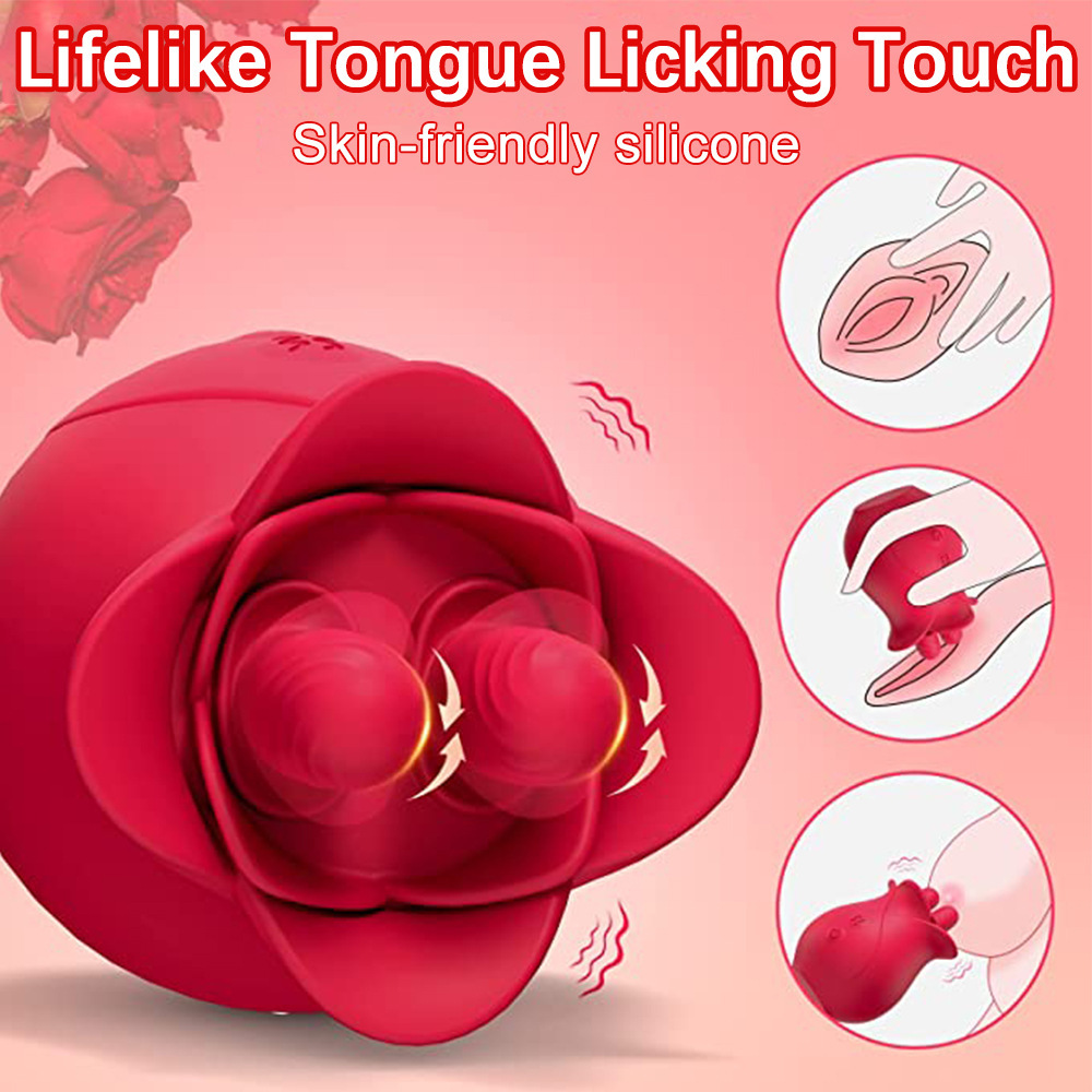 YW Red Clit Licking Rose Vibrator