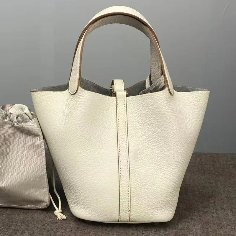 Women's Bag Bucket Bags Female Tote Bag High Quality Hand Bag Ladies Designer Luxury Genuine Togo Leather Shoulder Bag Organizer