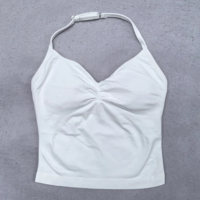Adjustable Sports Strappy Top Women Backless Gym Top Built in Bra Yoga Clothing Sleeveless Shirts Workout Outfits Tank Top