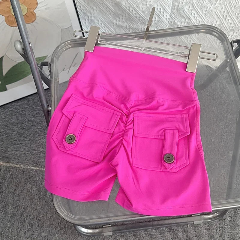 Women Yoga Shorts High Waist Workout Shorts Fitness Yoga Lift Butt Fitness Ladies Yoga Gym Running Short Pants Sportswear