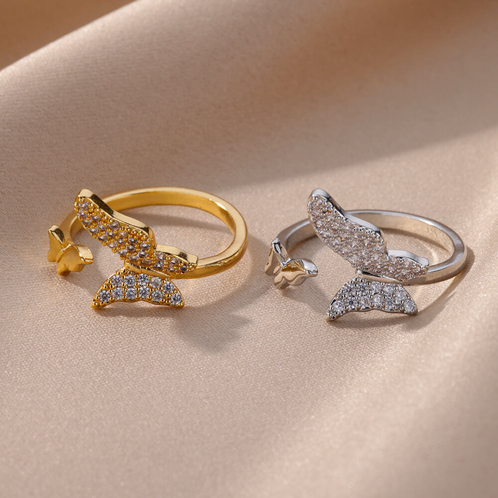 Minimalist Open Finger Ring with Zirconia Branch Design