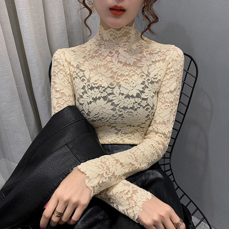 Lace High-Neck Top for Women - Versatile All Seasons