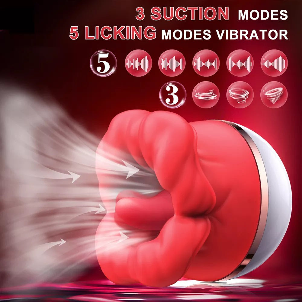 Big Mouth Tongue-Licking & Sucking Rose Vibrator