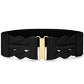 SANSTHS Vintage Stretchy Belt for Women Womens Wide Elastic Belts for Dresses Coats Fashion Womens Belts with Gold Buckle Black M